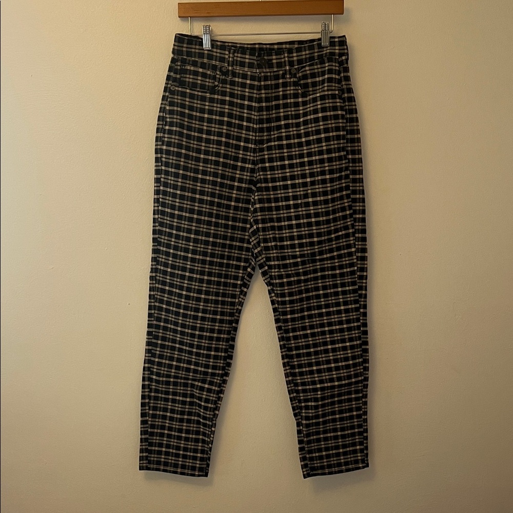 American Eagle Outfitters Navy and Cream Plaid Chinos